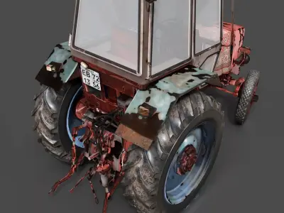 Classic Agricultural Tractor - Detailed Retro Farm Vehicle 3D model