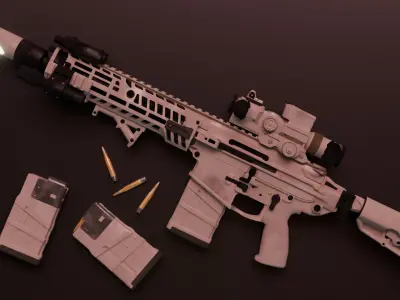 XM7 SIG MCX Spear and AK12BR BUNDLE Low-poly 3D model