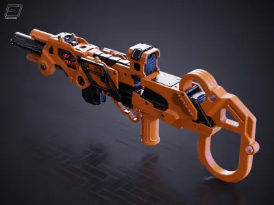 Sci-fi LMG Gun Low-poly 3D model
