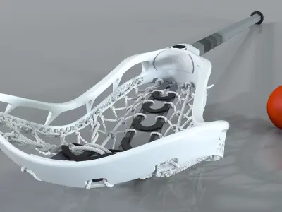 Lacrosse Stick and Ball 3D model