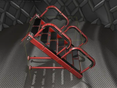 Sci-Fi Stairs - 25 - Red Version Low-poly 3D model