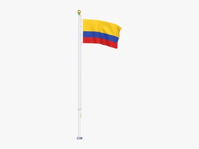 ColombiaFlagStandPoleAnimated 3D model
