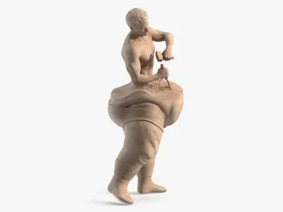 Self Made Man Sculpture Wooden 3D model