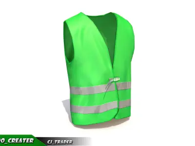 Worker Vest Safety Green Vest Lowpoly 3d model Low-poly 3D model