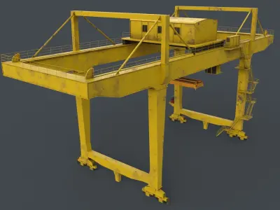 PBR Rail Mounted Gantry Crane RMG V2 - Yellow Light Low-poly 3D model