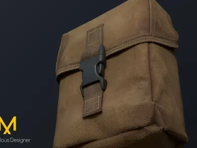 Film-grade military ammo pouch model Low-poly 3D model