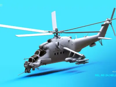 Mil Mi-24 Helicopter 3D Model 3D model purchase