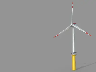 Industrial wind power plant  Low-poly 3D model