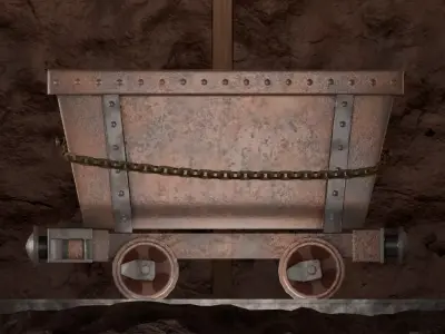 Rusty Minecart Low-poly 3D model