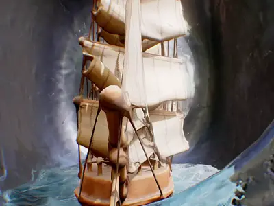 Vintage Ship in Glass Bottle Detailed 3D Model 3D model