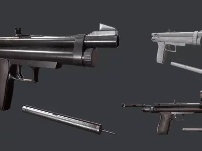 Tranquilizer Gun Low-poly 3D model