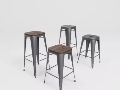 Industrial Bar Stool 3D model