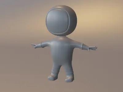 Astronaut low poly cartoon character in orange suit Free low-poly 3D model