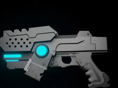 Low-poly fully rigged sci-fi gun Low-poly 3D model