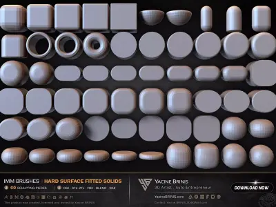 60 Hard Surface IMM Fitted Solids Low-poly 3D model