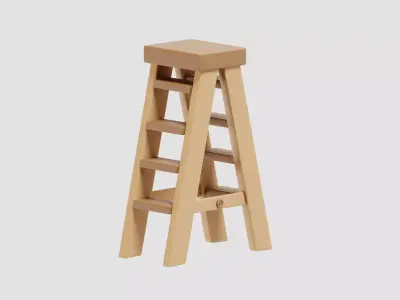 Wooden Ladder cartoon Low-poly 3D model