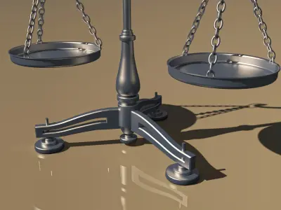 balanced scale and justice symbol 3D model