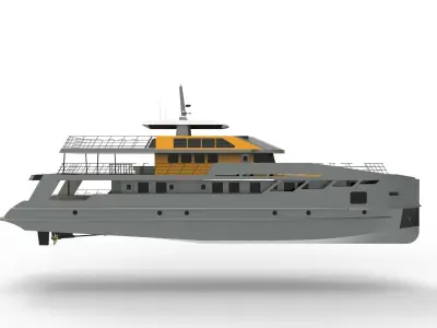 silver yacht 3D model