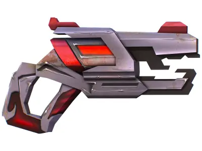 Cartoon Gun Blaster Barrel Nagan Nuff Pistol Revolver Cannon Low-poly 3D model get