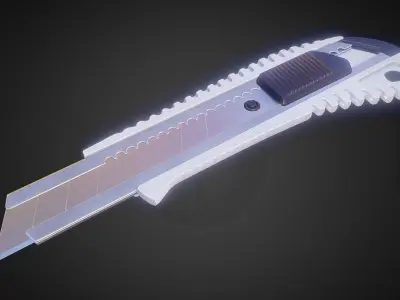 Box Cutter Lowpoly White Plastic - Gameready - PBR Textures Low-poly 3D model