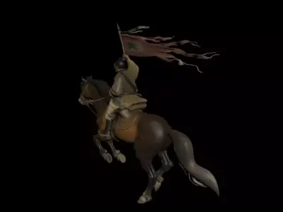 Flag  war horse 3D model