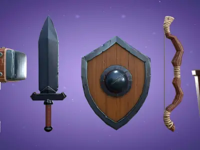 Stylized Weapon Pack 1 - Medieval Fantasy Low-poly 3D model