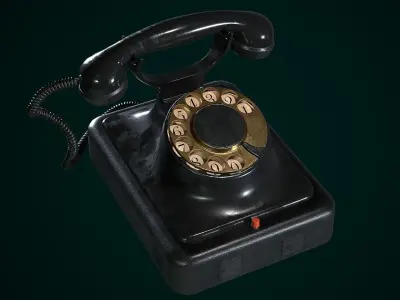 Retro rotary phone model Low-poly 3D model