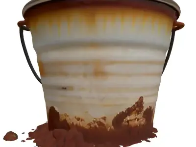 Dented Rusty Metal Garden Bucket Low-poly 3D model