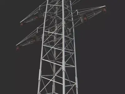 High voltage tower Low-poly 3D model
