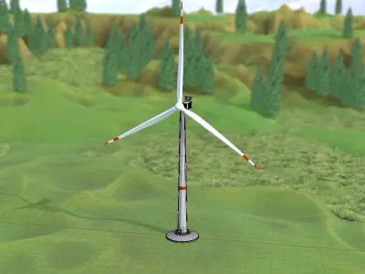 Wind turbine V1 H-115 RD 172m Animation and Foundation Low-poly 3D model