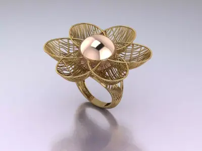 antique plain gold beautiful filigree ring 3D print model