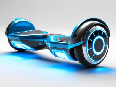 Futuristic Hoverboard with Blue Thrusters 3D model