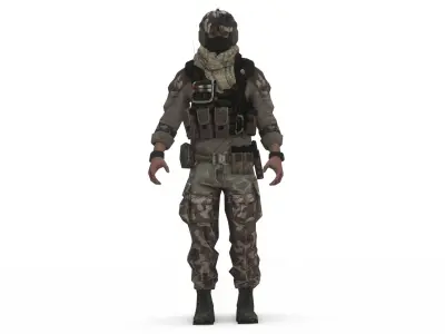 Modern Military Soldier 3D Model Game-Ready Rigged Low-poly 3D model