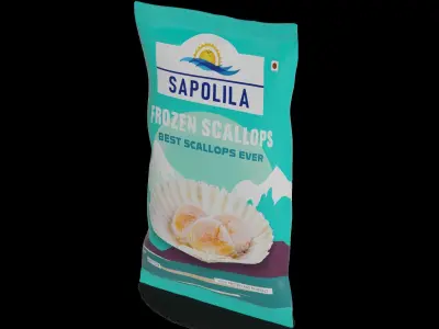 Frozen seafood Scallops Low-poly 3D model