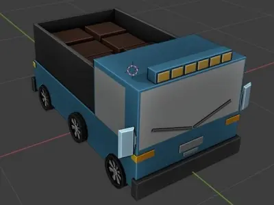low poly truck with boxes Free low-poly 3D model