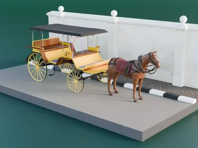 Carriage - Dokar Andong Delman Lowpoly Isometric 3D model