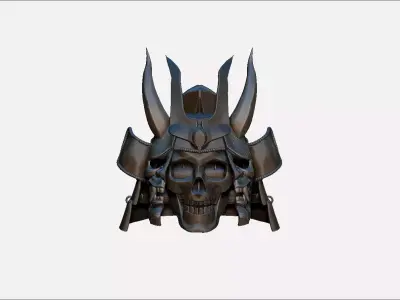 skull demon samurai helmet model 3D print model