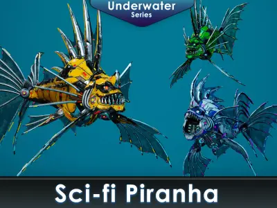 Sci-Fi Piranha Low-poly 3D model
