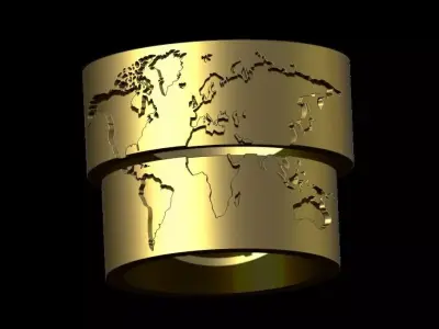  WORLD MAP RINGS 3D print model