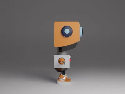 Sci-fi cute 3d robot model rigged and with dance animation Low-poly 3D model