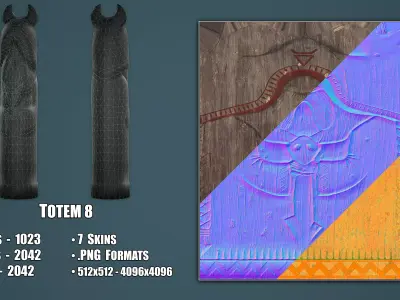 Wooden Totem 8 Low-poly 3D model