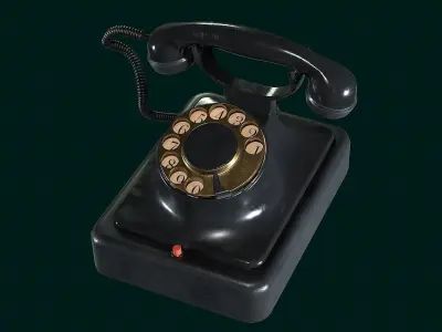 Retro rotary phone model Low-poly 3D model