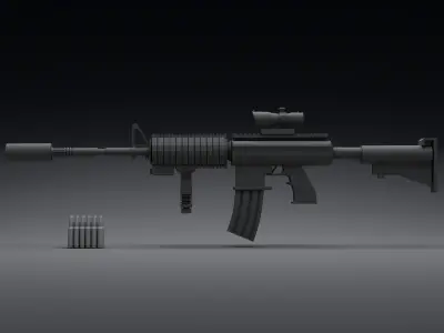 M416 Weapon Low-poly 3D model