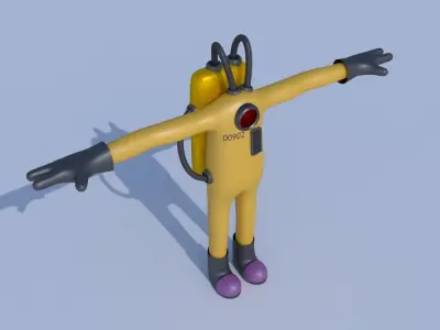Low-Poly Monsters INC Tall CDA agent rigged 3D model alien  Low-poly 3D model