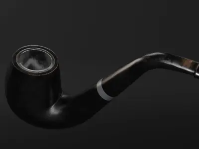 Wooden pipe smoking Low-poly 3D model