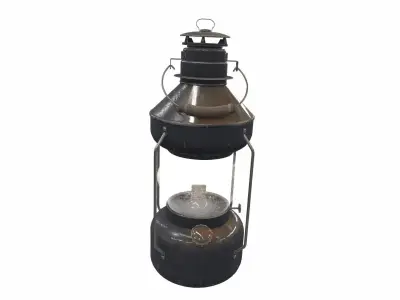Vintage old oil lamp 3 3D model