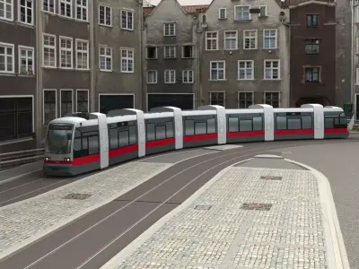 Tram Low Poly metro train Low-poly 3D model