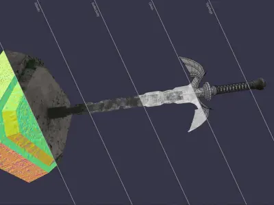  Demon Sword Statue Free low-poly 3D model