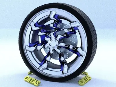 ORTAS CAR RIM 30 GAME READY RIM TIRE AND DISC 3D model