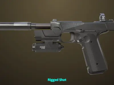 Pistol 03 Black Generic All PBR Unity UE Textures Low-poly 3D model